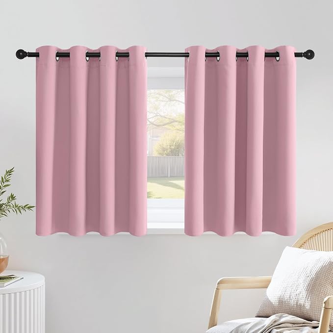 NICETOWN Crystal Pink Short Curtains