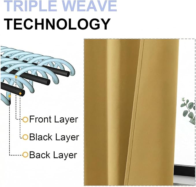 Simplebrand Ava Bright Gold Short Blackout Curtains