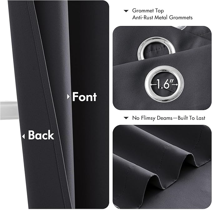 MIULEE Dark Grey Blackout Curtains