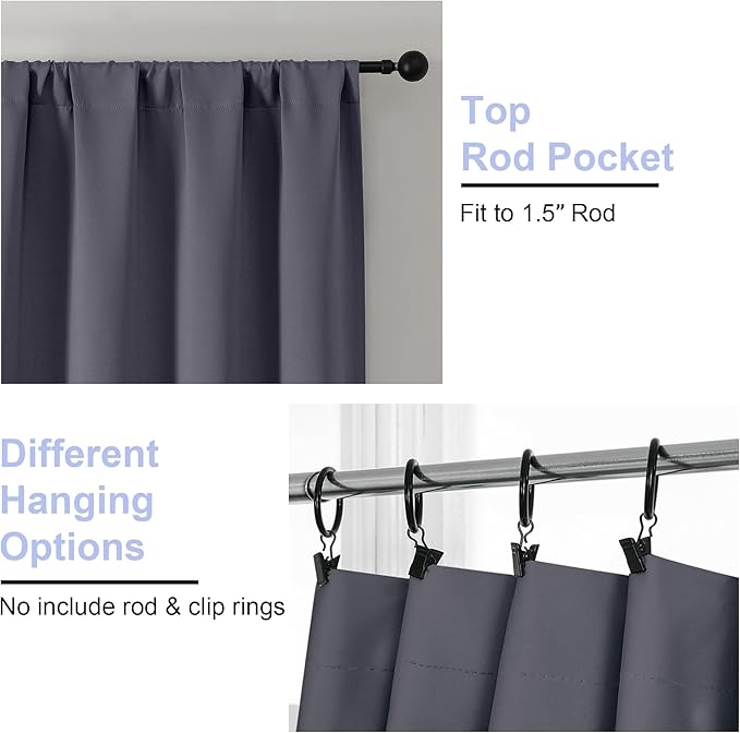 Simplebrand Ava Grey Blackout Curtains