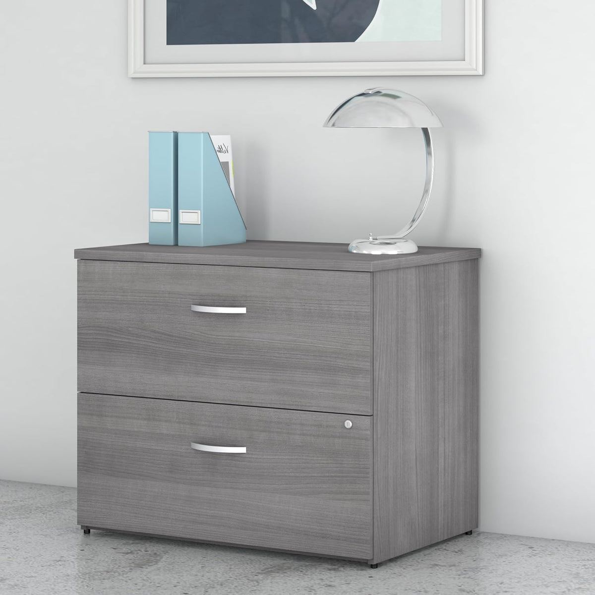 Bush Business Furniture Studio C 2 Drawer Lateral File Cabinet in Platinum Gray - Assembled, Locking Document Storage for Home or Professional Office