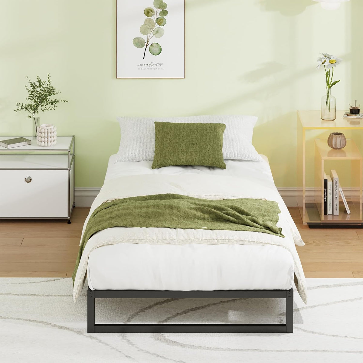 EMODA 7 Inch Twin Bed Frames No Box Spring Needed, Heavy Duty Metal Twin Platform Bed Frame, Noise Free, Easy Assembly, Black