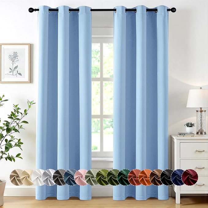 MIULEE Sky Blue Blackout Curtains