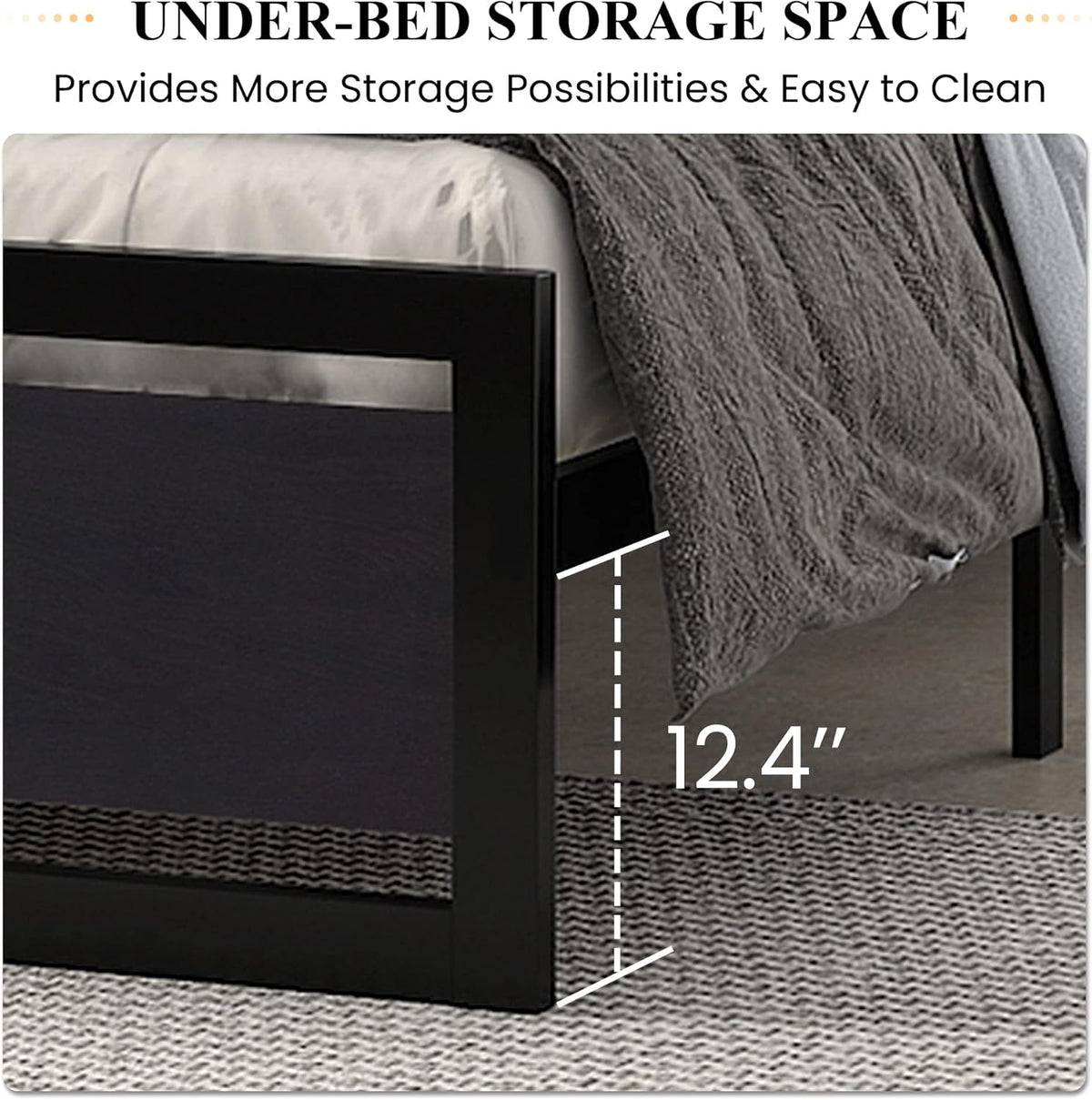 SHA CERLIN Full Size Bed Frame with Modern Headboard, Heavy Duty Platform Metal Base with Square Footboard and 13 Strong Slats Support, No Box Spring Needed, Black