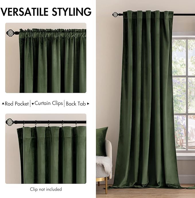 MIULEE Velvet Curtains 66 Inch Wide