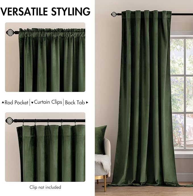 MIULEE Velvet Curtains 72 Inch Wide