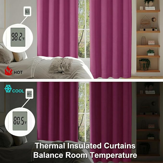 Simplebrand Ava Hot Pink Short Blackout Curtains