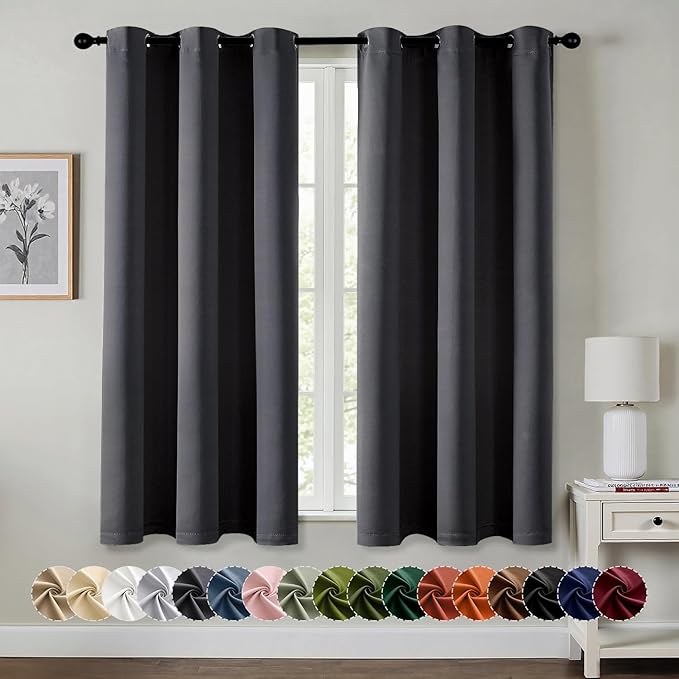 MIULEE Dark Grey Blackout Curtains