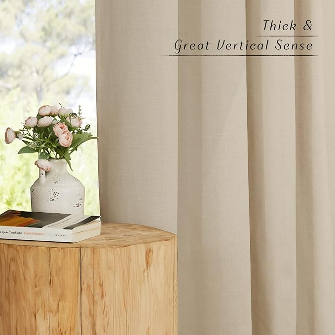 NICETOWN Rustic Linen 144 inch Long Curtains