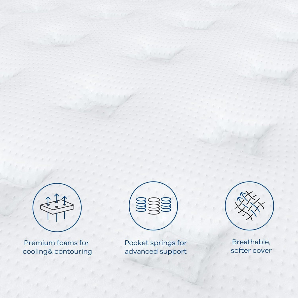 Coolvie 14 Inch Queen Mattress, Medium Firm Memory Foam Queen Size Mattresses in a Box, Hybrid CertiPUR-US® Certified Foam Pocket Springs for Motion Isolation & Pressure Relieving, 100-Night Trial