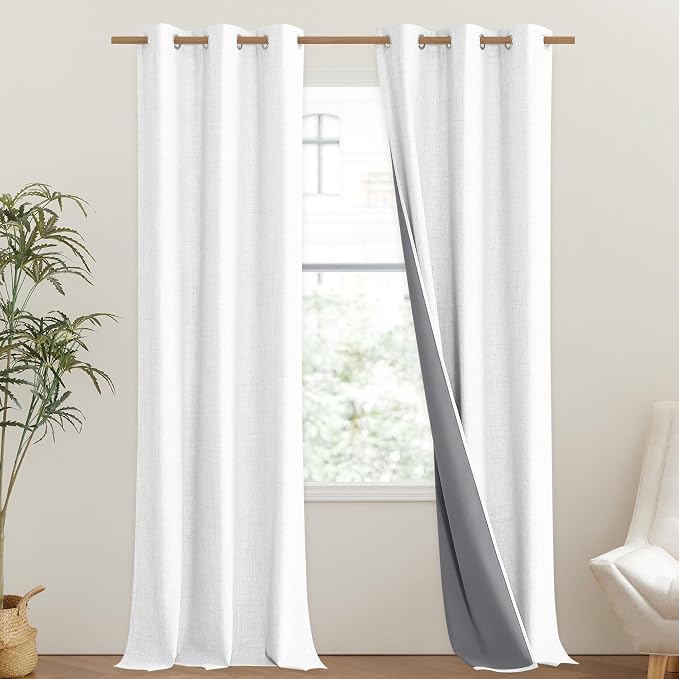 NICETOWN 100% Absolutely Blackout Linen Curtains