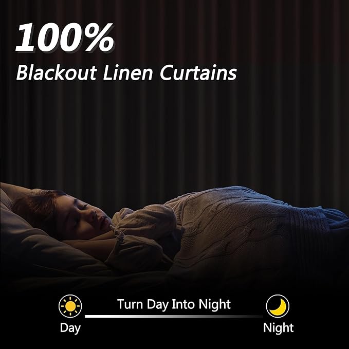Guken Grey 100% Blackout Curtains 84 Inch Length 2 Panels Set