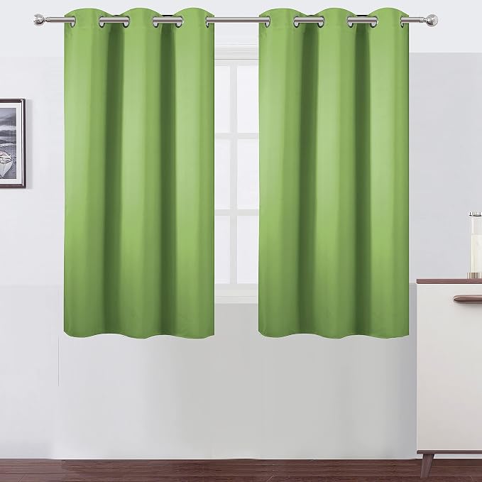 LEMOMO Light Green Blackout Curtains 38 x 54 Inch Length/Set of 2 Curtain