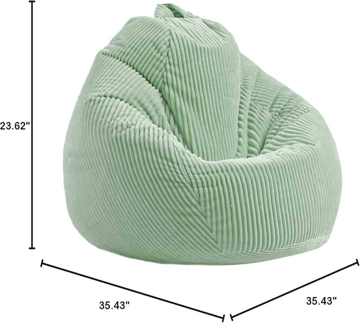 LPMOERA Bean Bag Chairs for Kids/Teen with Memory Foam Filling Bean Bag Sofa with Soft Corduroy Fabric BeanBag Chair for Living Room Bedroom College Dorm Reading Chair Greyish-Green
