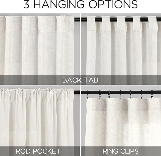 Nanspring 24 Inch Linen Curtains