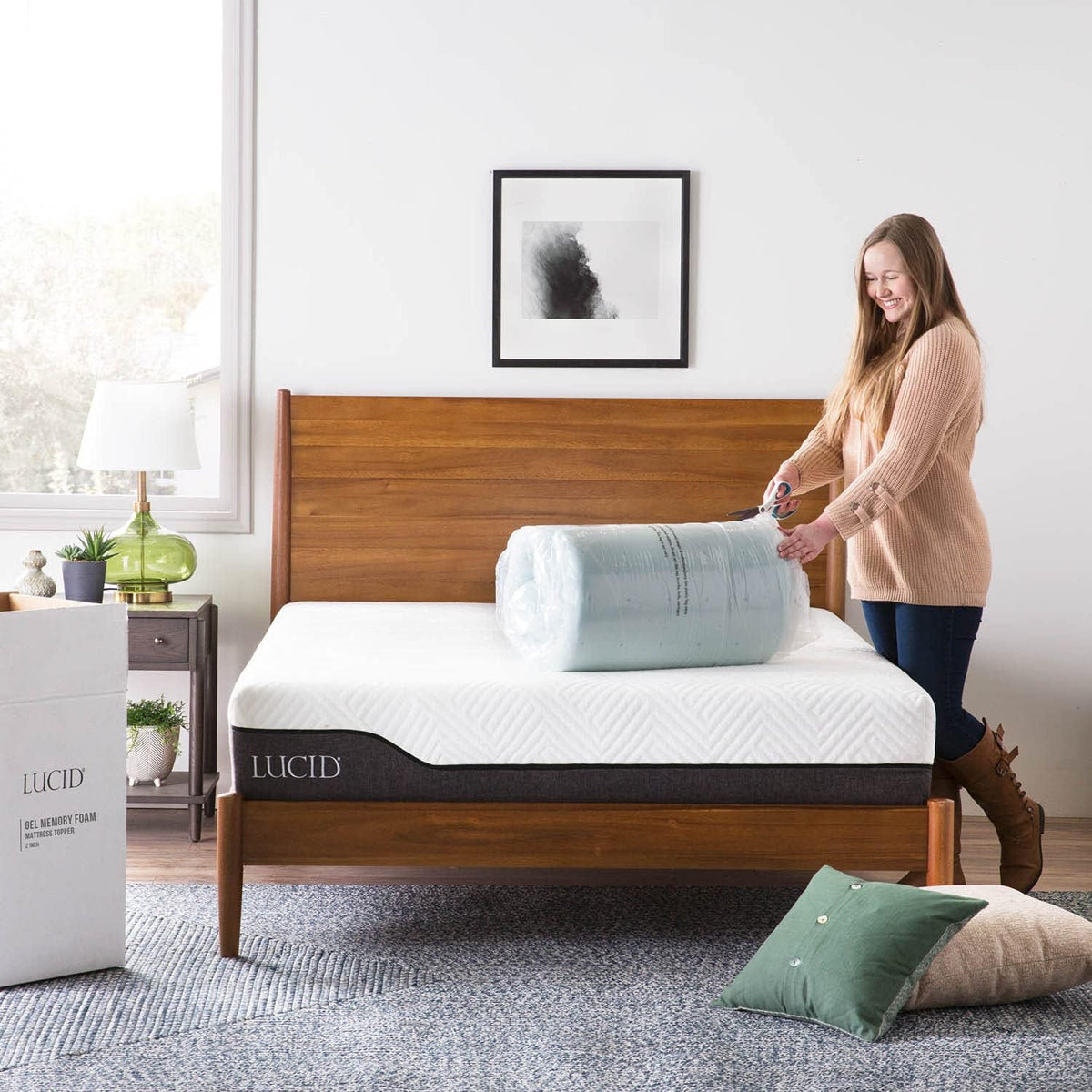 LUCID 3 Inch Mattress Topper Full XL - Gel Infused Memory Foam – Memory Foam Mattress Topper Full – Ventilated Design – CertiPur Certified