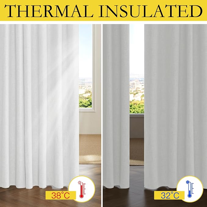 NICETOWN 100% Absolutely Blackout Linen Curtains