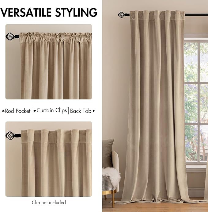 MIULEE Velvet Curtains 108 inches Long 2 Panels
