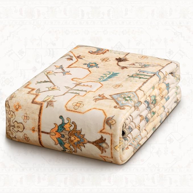 SERISSA Boho Area Rug 5x7 Light Yellow, Washable Large Rugs