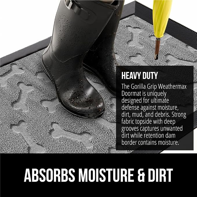 GORILLA GRIP 100% Waterproof All-Season WeatherMAX Doormat, US Designed Natural