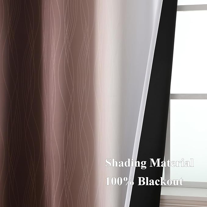 Estelar Textiler Brown and Greyish White Gradient Blackout Curtains
