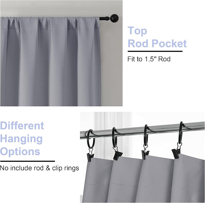 Simplebrand Ava Silver Grey Short Blackout Curtains