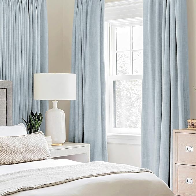 MIULEE Linen Textured Curtains Solid 100% Blackout