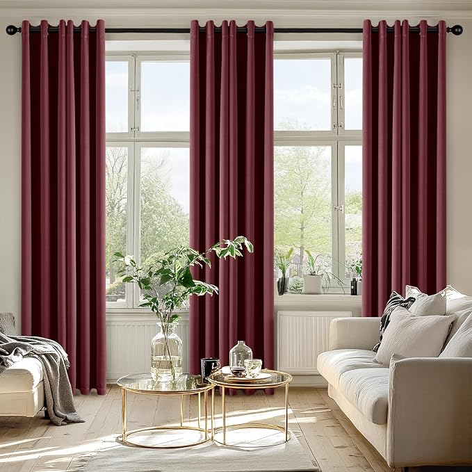 MIULEE Burgundy Red Blackout Curtains