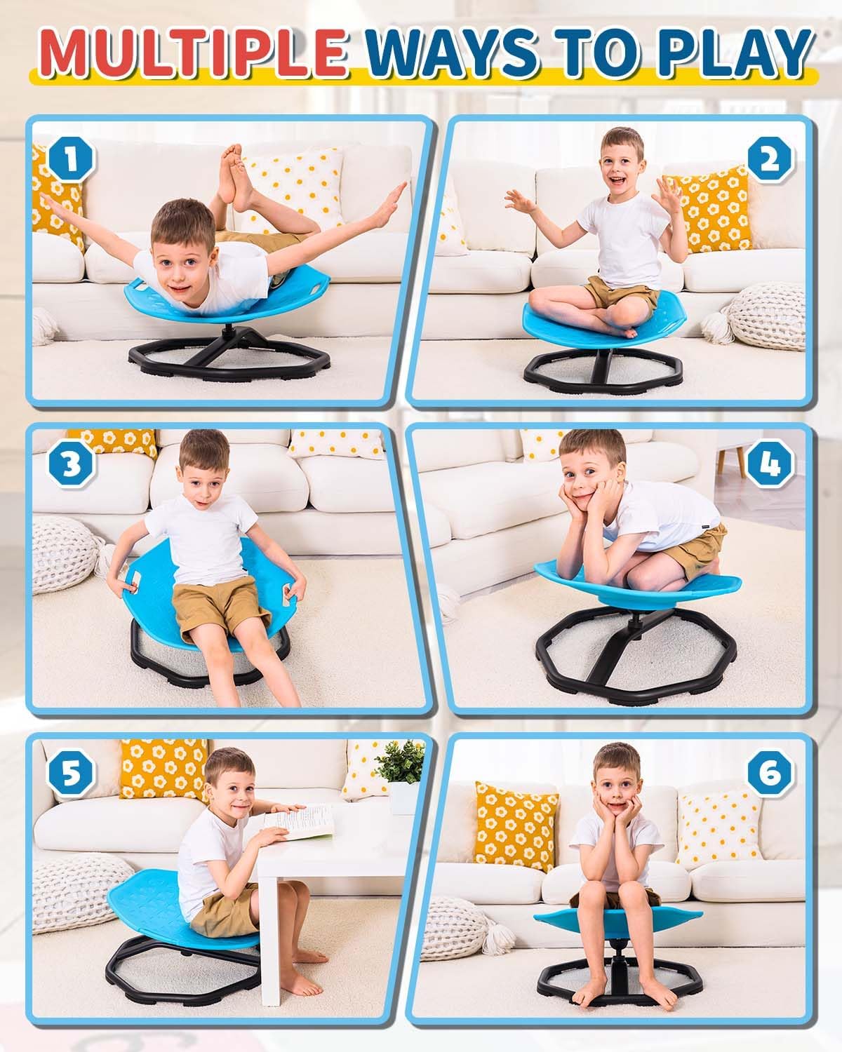 KidBloom Spinning Chair for Autistic Kids, Upgrade Handle Sensory Chair, Autism & ADHD Chair, Kid's Furniture, Autism Sensory Products for Kids