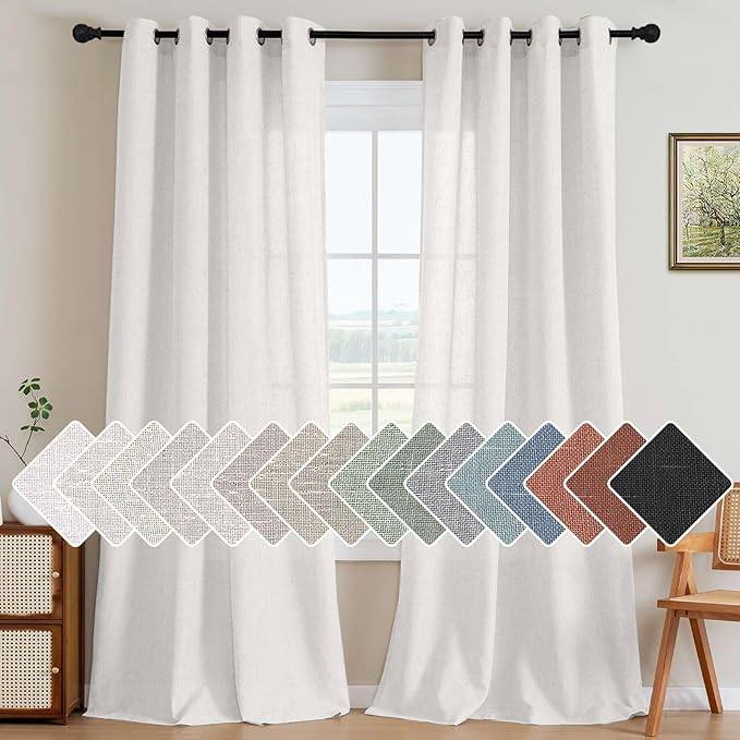 H.VERSAILTEX Elegant Natural Linen Semi Sheer Blended Energy Efficient Light