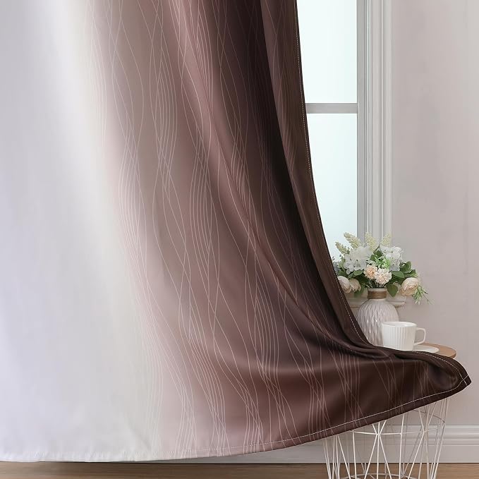 Estelar Textiler Brown and Greyish White Gradient Blackout Curtains