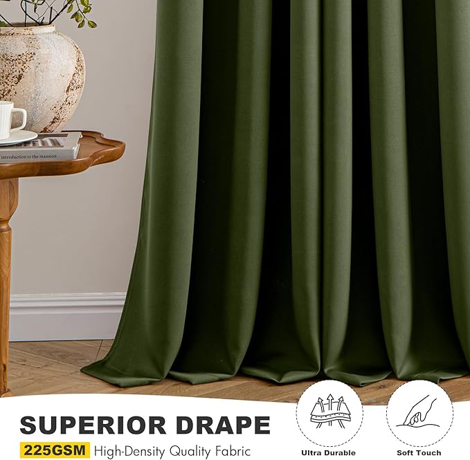 MIULEE Olive Green Blackout Curtains