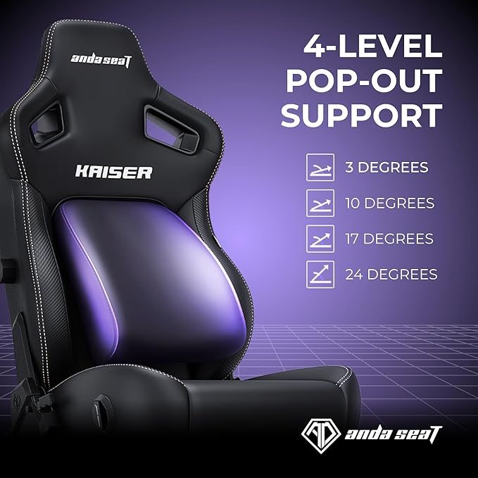 Anda Seat Kaiser 4 Large Gaming Chair for Adults - Ergonomic Gray Fabric Gaming Seat with 6D Armrest, Comfortable Office Chair with Lumbar Support, Heavy Duty Wide Computer Seat