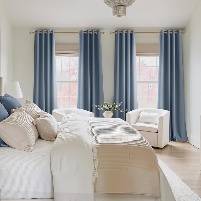 NICETOWN Stone Blue Energy Saving Drapes