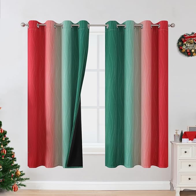 Estelar Textiler Red and Green Blackout Curtains