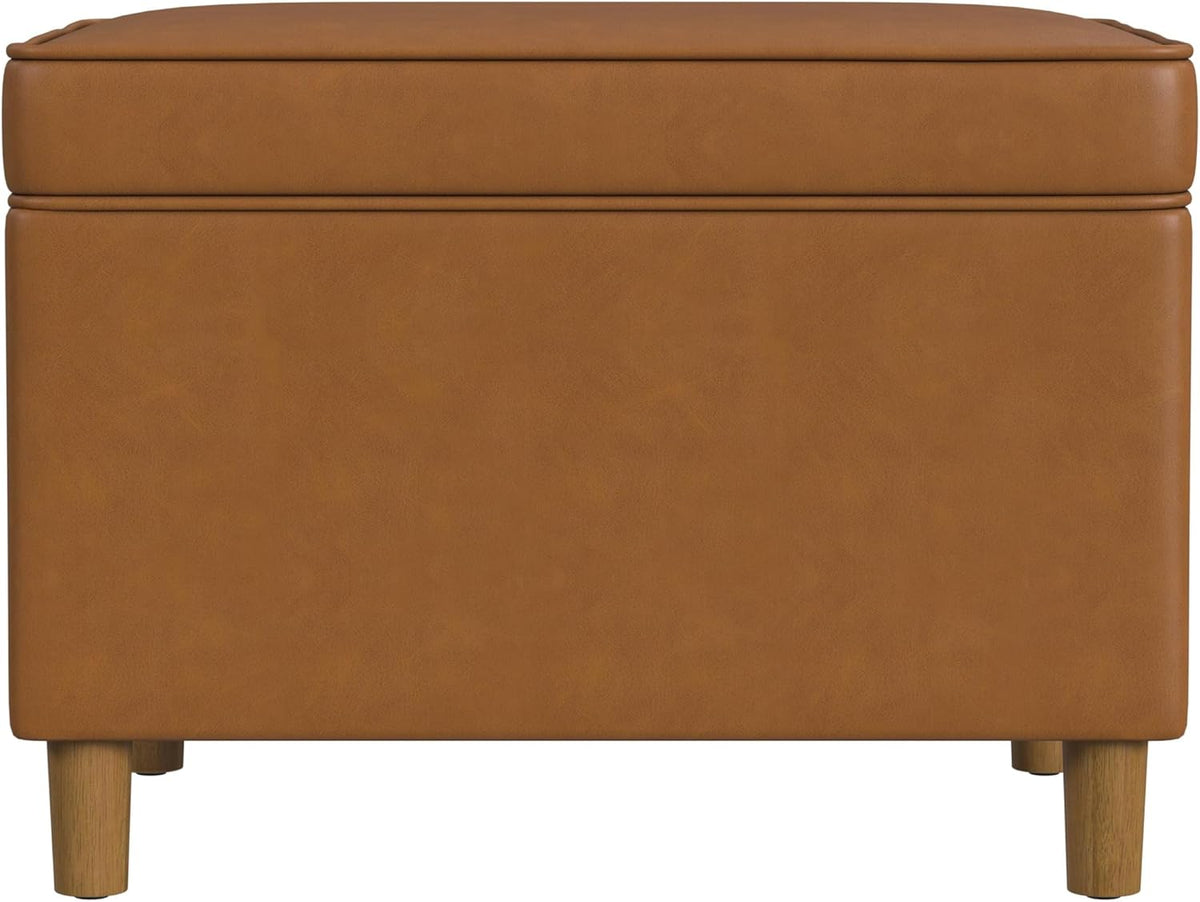 Home Decor | Dinah Collection Modern Storage Ottoman | Ottoman with Storage for Living Room & Bedroom(Carmel Faux Leather)