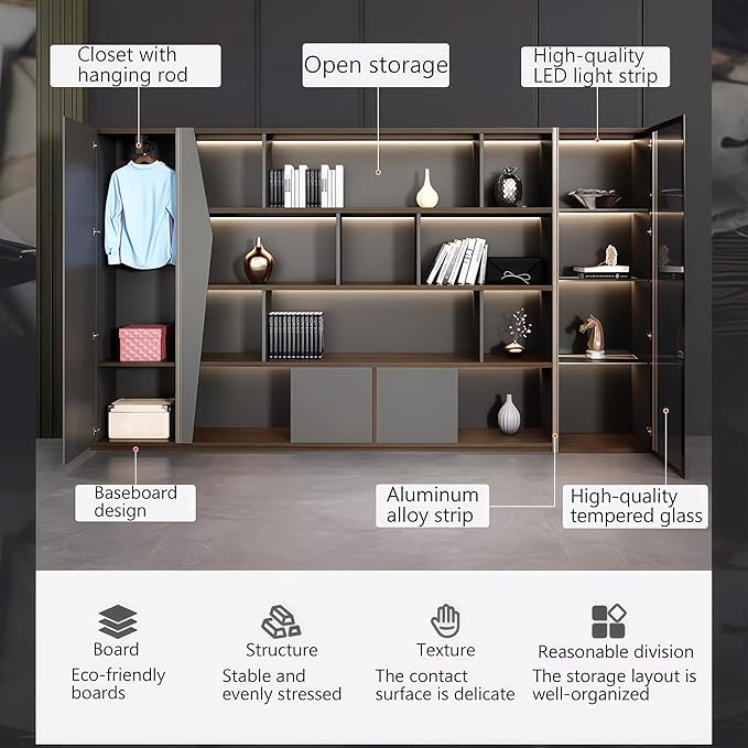 Modern Executive Desk, 126.0 inch L Shaped Desk with Storage, L Shape Corner Desk Drawers and Lockable Storage No Installation Required, Without Desk or Computer Chair (Filing Cabinet)
