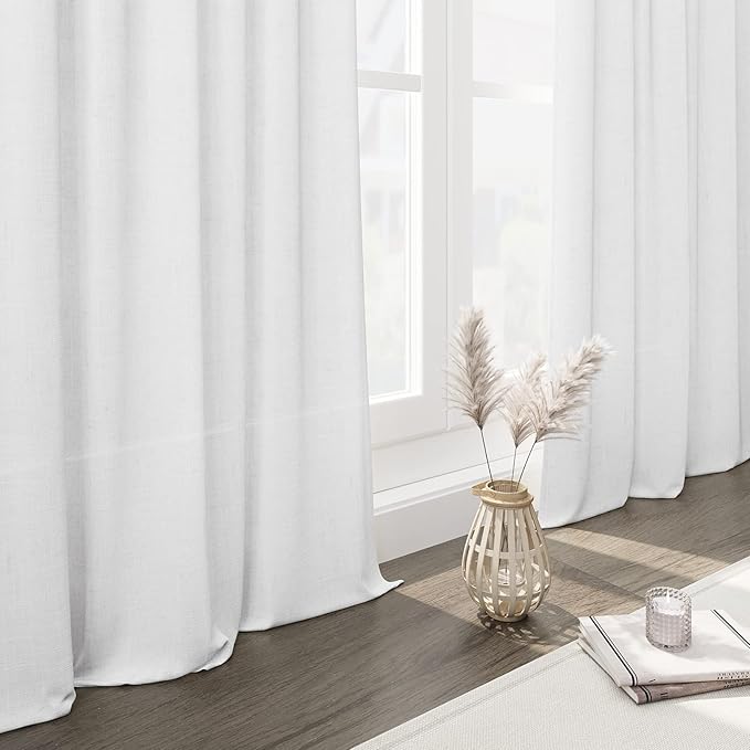 White Linen Curtains 90 Inches Long