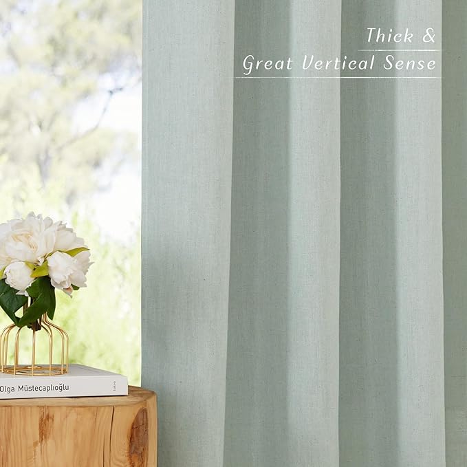 NICETOWN Linen Blend Kitchen Curtains 54 inches Long, Grommet Cafe Curtains &