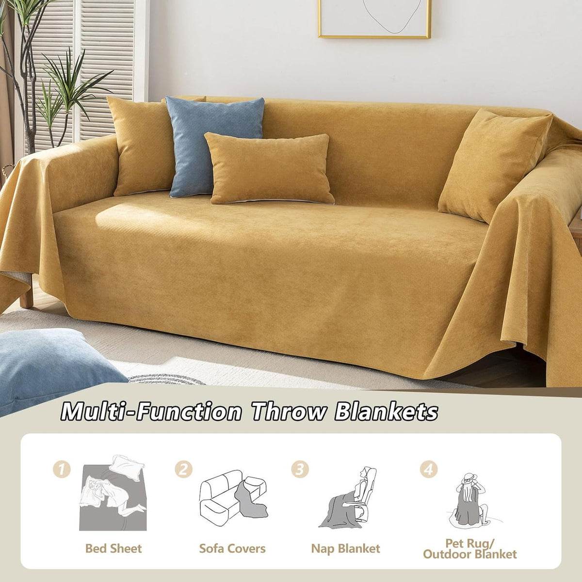 STACYPIK Waterproof Ginger Couch Cover for Sectional, Loveseat Covers, Futon Cover, L Shaped Cover, Anti-Cat Scratch Furniture Protector for 2 Cushion Couch，Washable Pets Protector Sofa Cover-71X90IN