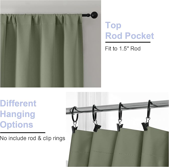 Simplebrand Ava Sage Green Blackout Curtains
