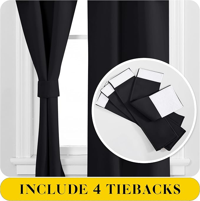 NICETOWN Black Blackout Curtains