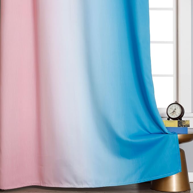 Estelar Textiler Ombre Pink and Blue Blackout Curtains 72 Inch Length 2 Panels