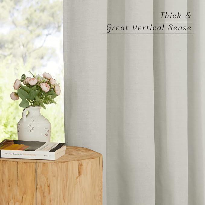 NICETOWN Rustic Linen 144 inch Long Curtains