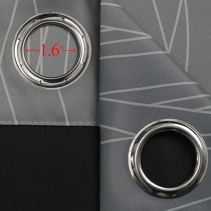 Estelar Textiler Grey and Greyish White Blackout Curtains 54 Inch Length