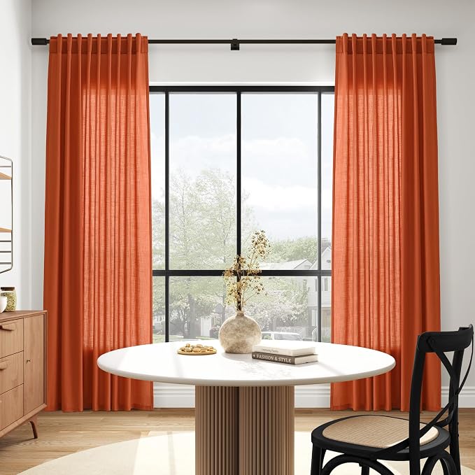 Bright Orange Curtains 63 Inches Long 2 Panel Sets