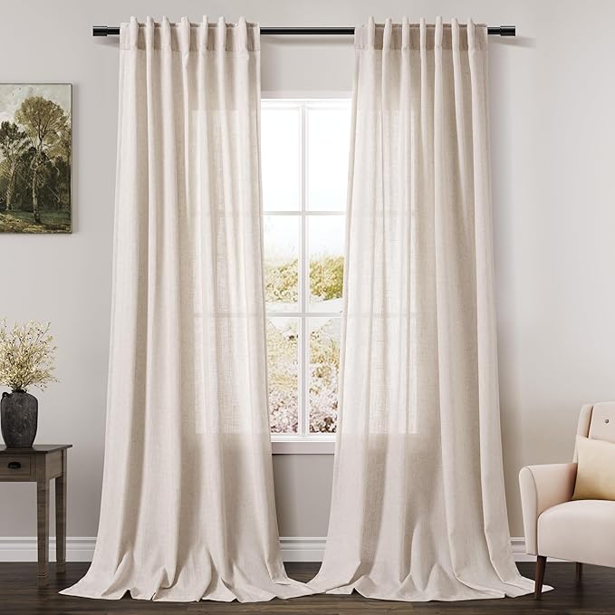 Nanspring Beige Extra Long Curtain 130 inches Long 2 Panels Set
