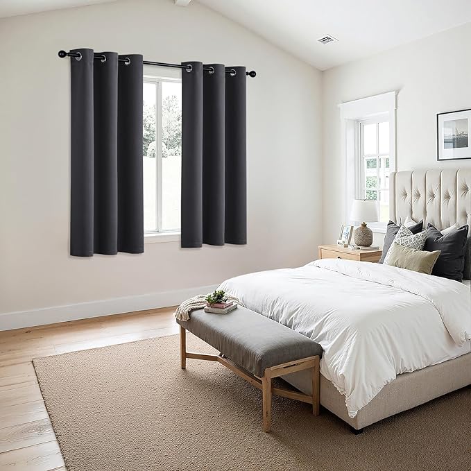 MIULEE Dark Grey Blackout Curtains