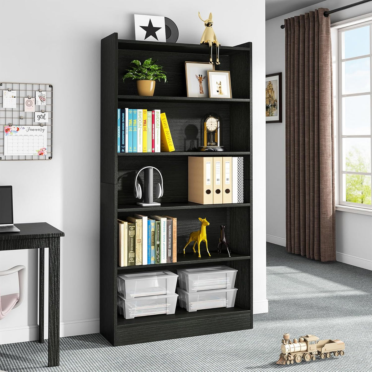 Tribesigns 72-inch Tall Bookcase, Modern 6-Tier White Library Bookshelf with Storage Shelves, Large Open Bookcases Wood Display Shelving Unit for Bedroom Living Room Office