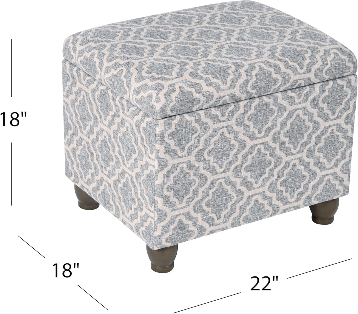 Home Decor | Upholstered MediumRectangular Storage Ottoman | Hinged Lid Ottoman with Storage for Living Room & Bedroom,Gray Geometric